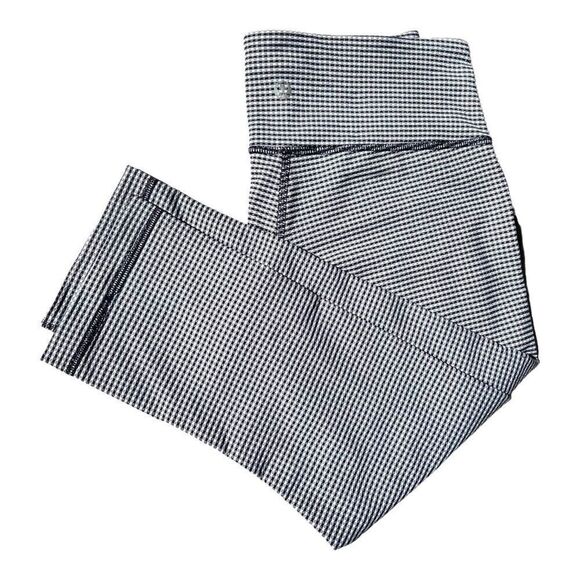 NEW Lululemon Wunder Under Crop Leggings Blue White Plaid High Waist 6 - Picture 2 of 7